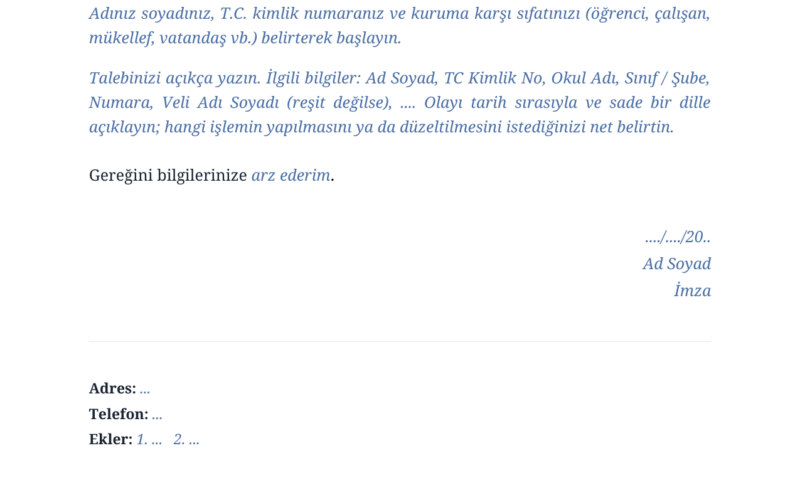 Okul İçin Dilekçe Örnekleri ve Yazım Rehberi