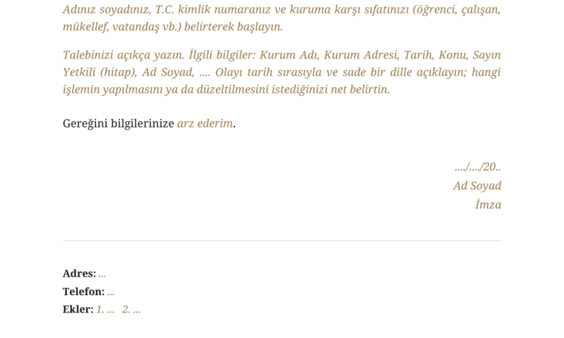Her Duruma Uygun Dilekçe Örnekleri
