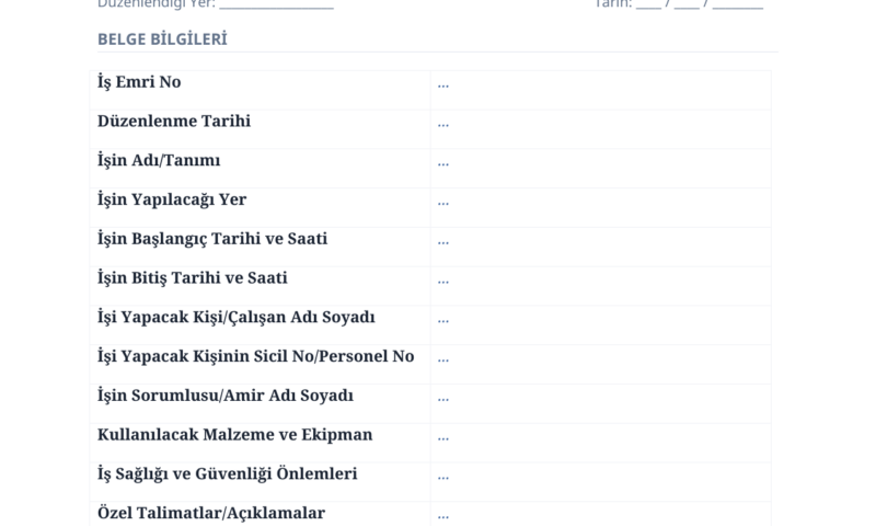 İş Emri Belgesi Hazırlama Rehberi