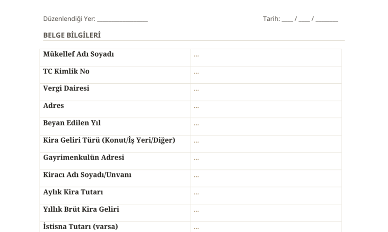 Kira Beyannamesi Nedir ve Nasıl Doldurulur?