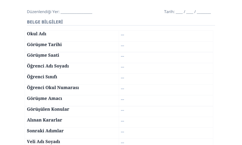 Öğrenci Görüşme Formu Şablonu ve Kullanım Kılavuzu