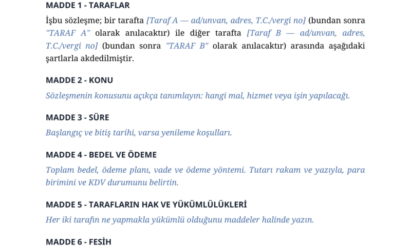 Sözleşme Örneği: Profesyonel Sözleşme Hazırlama Rehberi