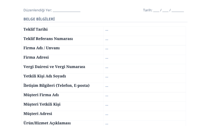 Teklif Formu: İş Teklifinizi Profesyonelce Hazırlayın