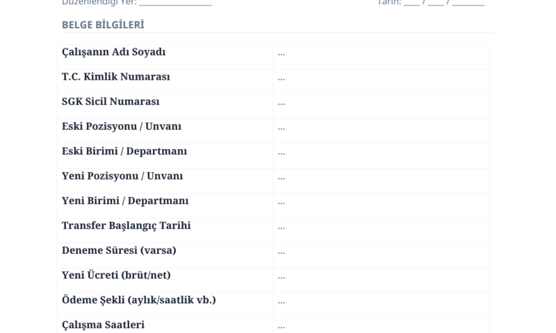Transfer Bildirim Formu Rehberi
