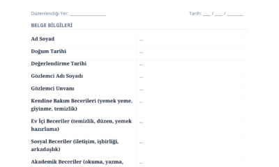 Yaşam Becerileri Gözlem Formu Doldurma Rehberi